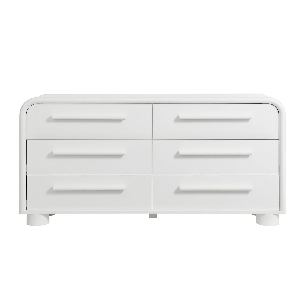 Bellamy White Matte Curved 6-Drawer Dresser - Ornate Home