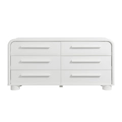 Bellamy White Matte Curved 6-Drawer Dresser - Ornate Home