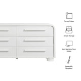Bellamy White Matte Curved 6-Drawer Dresser - Ornate Home