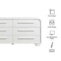 Bellamy White Matte Curved 6-Drawer Dresser - Ornate Home