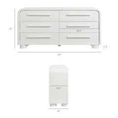 Bellamy White Matte Curved 6-Drawer Dresser - Ornate Home