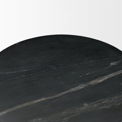 Bellancia Black Nero Marquina Marble Pedestal Side Table - Ornate Home