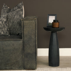 Bellancia Black Nero Marquina Marble Pedestal Side Table - Ornate Home