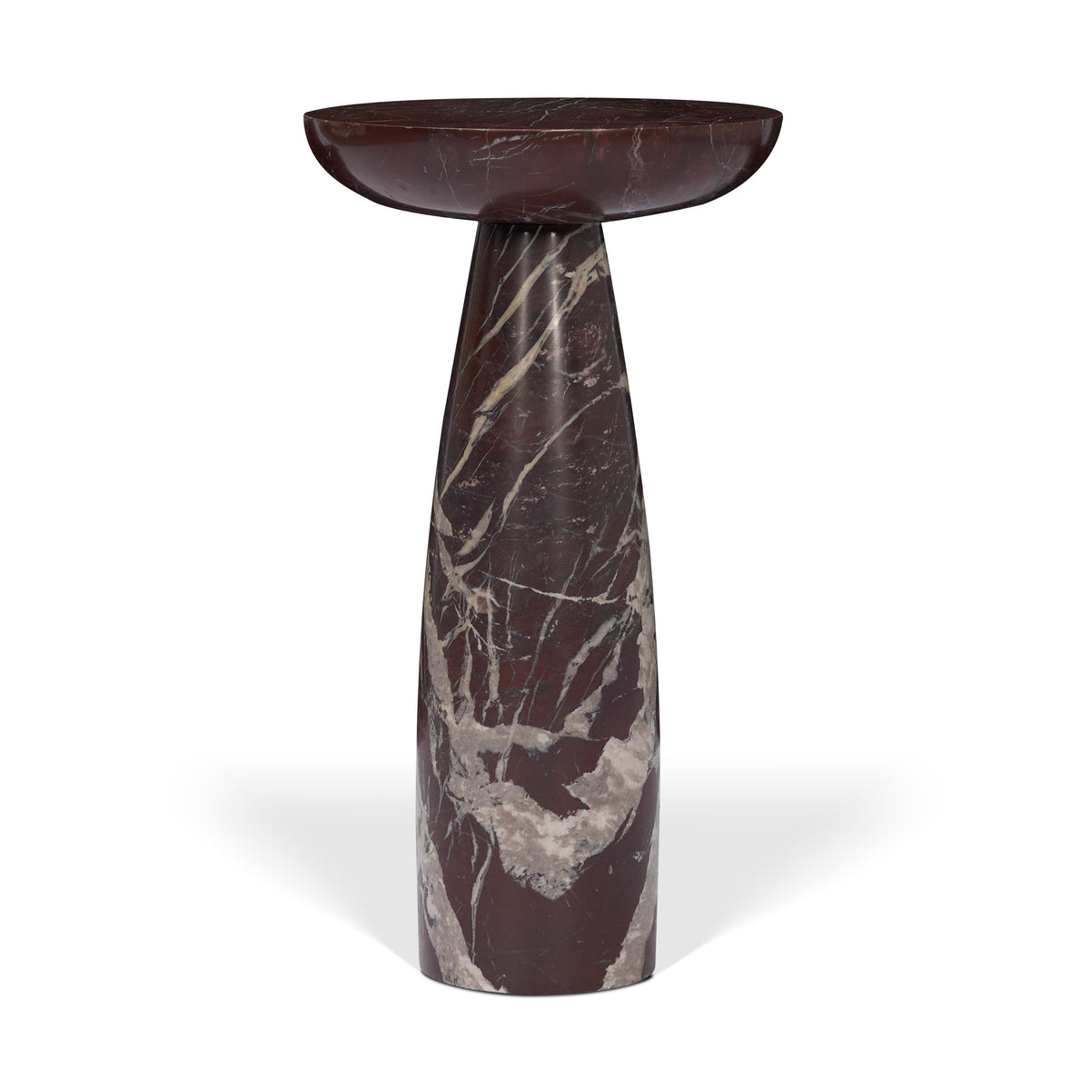 Bellancia Red Rosso Levanto Marble Pedastal Side Table - Ornate Home