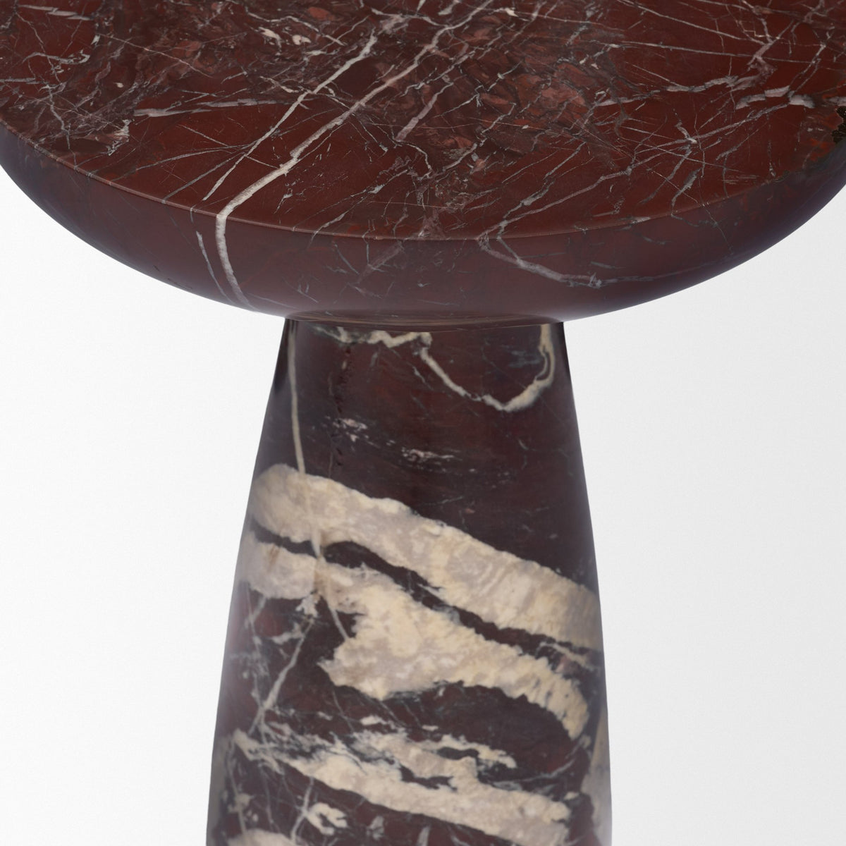 Bellancia Red Rosso Levanto Marble Pedastal Side Table - Ornate Home