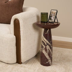 Bellancia Red Rosso Levanto Marble Pedastal Side Table