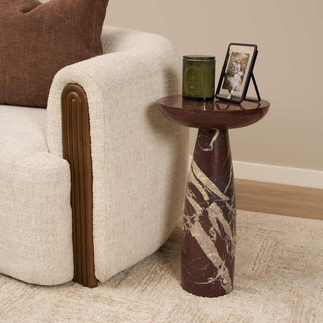 Bellancia Red Rosso Levanto Marble Pedastal Side Table - Ornate Home