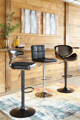 Bellatier Faux Leather Adjustable Height Bar Stools (Online Special Price) - Ornate Home