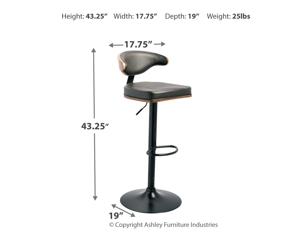 Bellatier Faux Leather Adjustable Height Bar Stools (Online Special Price) - Ornate Home