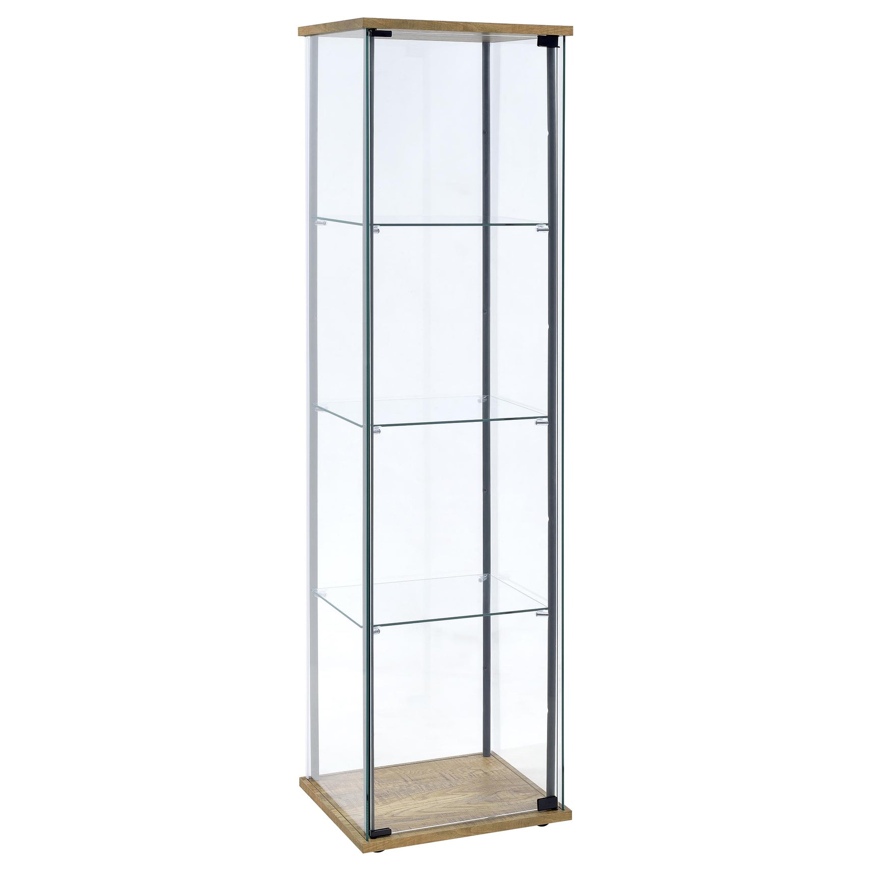 Bellatrix Mango 3-shelf Clear Glass Curio Cabinet - Ornate Home