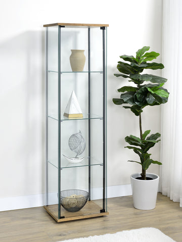 Bellatrix Mango 3-shelf Clear Glass Curio Cabinet - Ornate Home