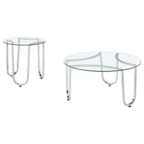 Beller Chrome 2-piece Round Tempered Glass Top Coffee Table Set - Ornate Home