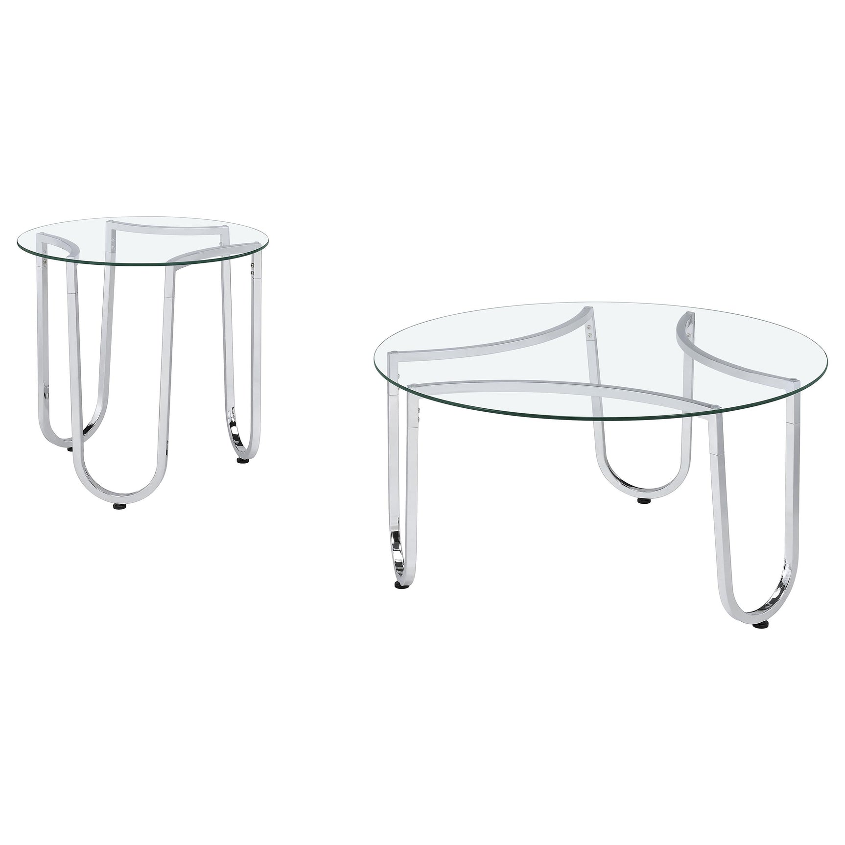 Beller Chrome 2-piece Round Tempered Glass Top Coffee Table Set - Ornate Home