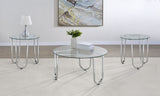 Beller Chrome 3-piece Round Tempered Glass Top Coffee Table Set - Ornate Home