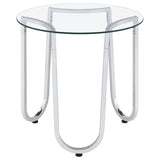 Beller Chrome 3-piece Round Tempered Glass Top Coffee Table Set - Ornate Home