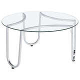 Beller Chrome 3-piece Round Tempered Glass Top Coffee Table Set - Ornate Home