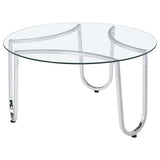 Beller Chrome 3-piece Round Tempered Glass Top Coffee Table Set - Ornate Home