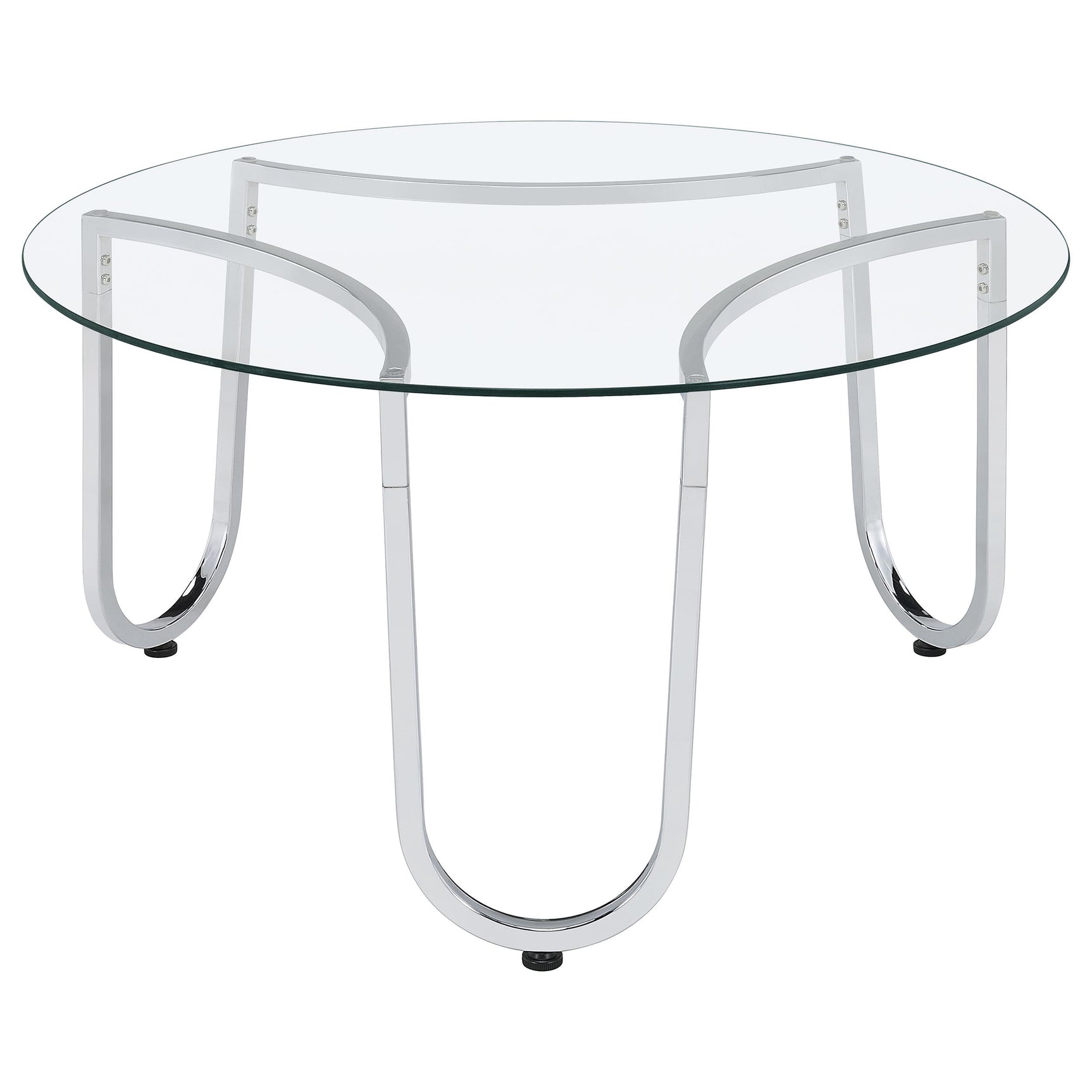 Beller Chrome 3-piece Round Tempered Glass Top Coffee Table Set - Ornate Home