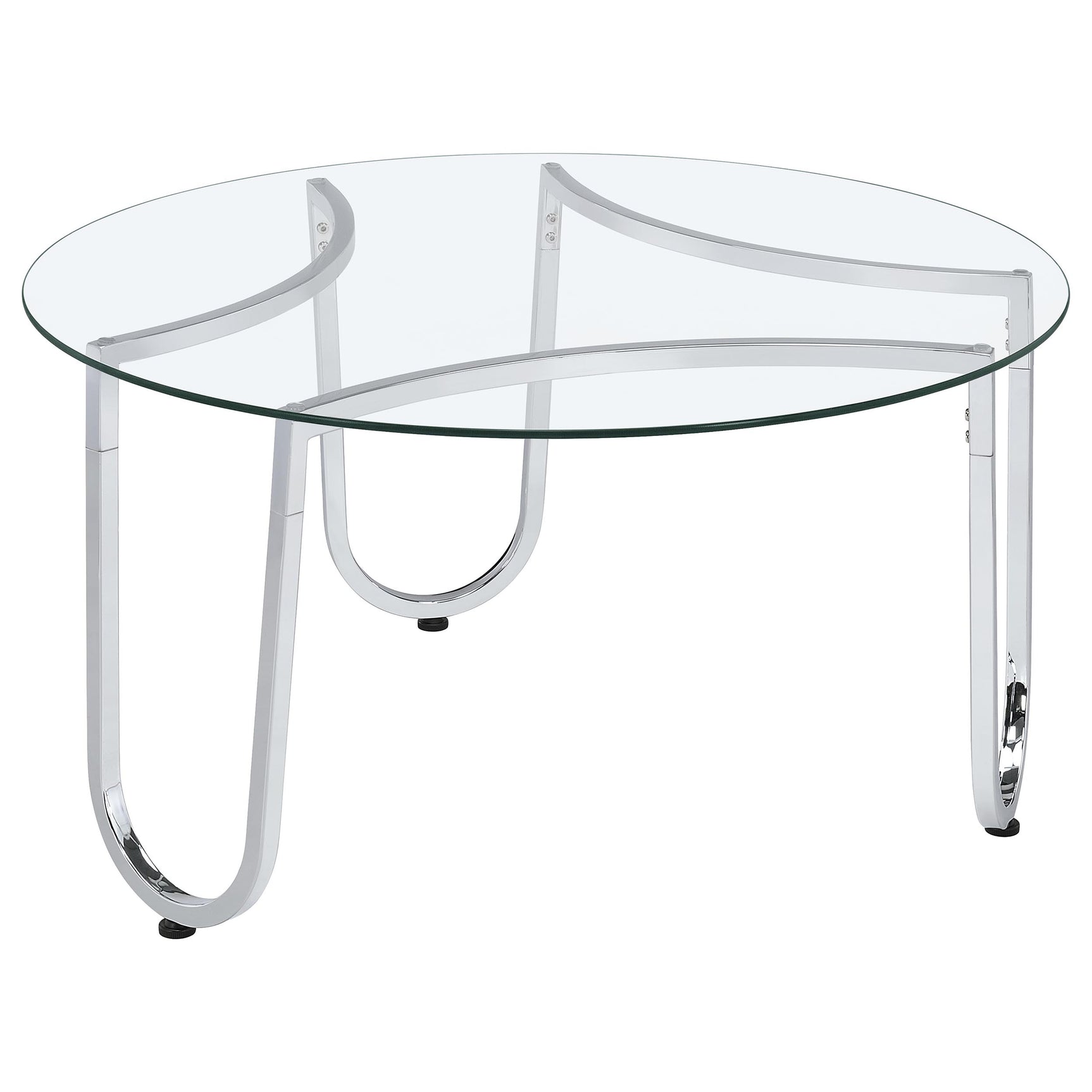 Beller Chrome Round Tempered Glass Top Cocktail Coffee Table - Ornate Home