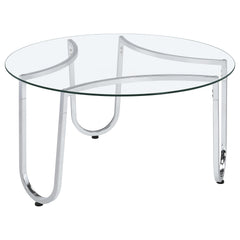 Beller Chrome Round Tempered Glass Top Cocktail Coffee Table - Ornate Home