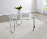 Beller Chrome Round Tempered Glass Top Cocktail Coffee Table - Ornate Home