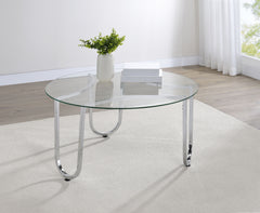 Beller Chrome Round Tempered Glass Top Cocktail Coffee Table - Ornate Home