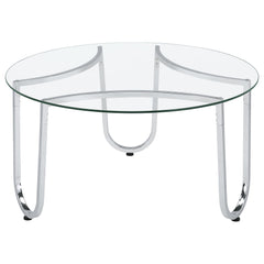 Beller Chrome Round Tempered Glass Top Cocktail Coffee Table - Ornate Home