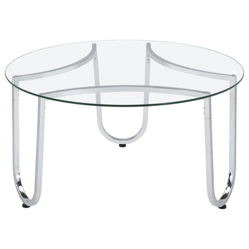 Beller Chrome Round Tempered Glass Top Cocktail Coffee Table - Ornate Home