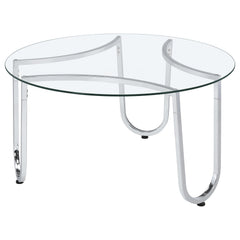 Beller Chrome Round Tempered Glass Top Cocktail Coffee Table - Ornate Home