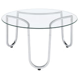 Beller Chrome Round Tempered Glass Top Cocktail Coffee Table - Ornate Home
