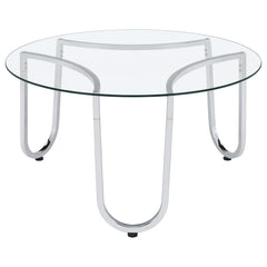 Beller Chrome Round Tempered Glass Top Cocktail Coffee Table - Ornate Home