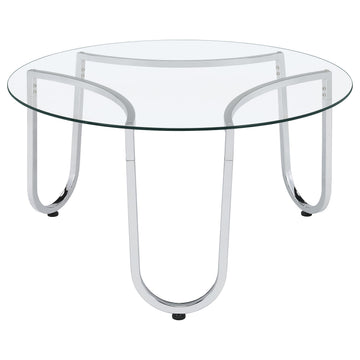 Beller Chrome Round Tempered Glass Top Cocktail Coffee Table - Ornate Home
