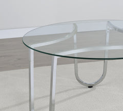 Beller Chrome Round Tempered Glass Top Cocktail Coffee Table - Ornate Home