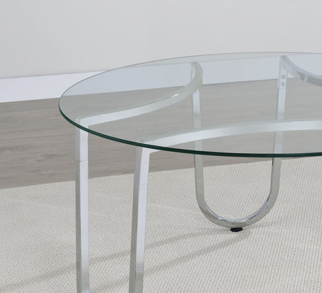 Beller Chrome Round Tempered Glass Top Cocktail Coffee Table - Ornate Home