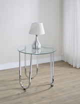 Beller Chrome Round Tempered Glass Top End Side Table - Ornate Home