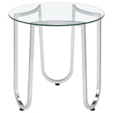 Beller Chrome Round Tempered Glass Top End Side Table - Ornate Home