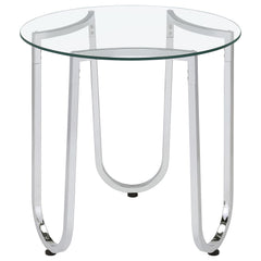 Beller Chrome Round Tempered Glass Top End Side Table - Ornate Home