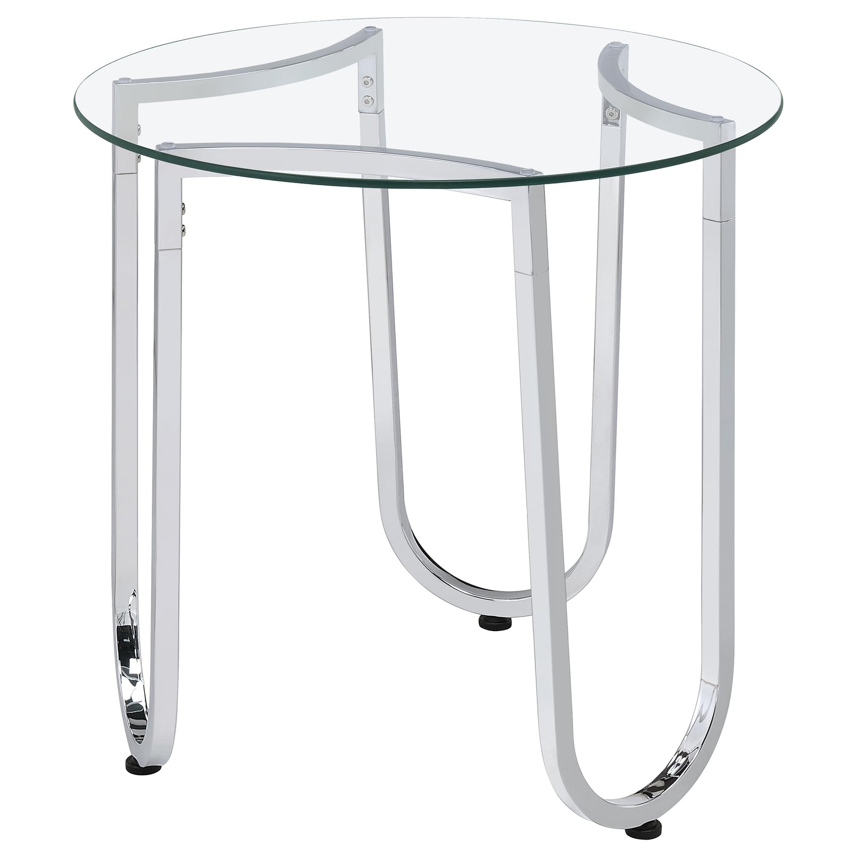 Beller Chrome Round Tempered Glass Top End Side Table - Ornate Home