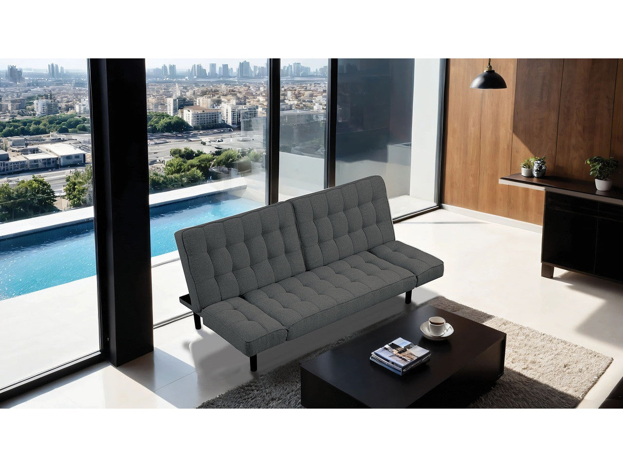 Bellevue Dark Gray Futon Sofa - Ornate Home