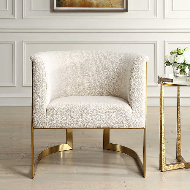 Bellina Gold Plush Barrel Chair - Ornate Home