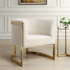 Bellina Gold Plush Barrel Chair - Ornate Home