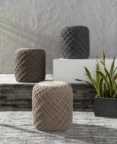 Bellingen Gray Handwoven Textured Pouf - Ornate Home