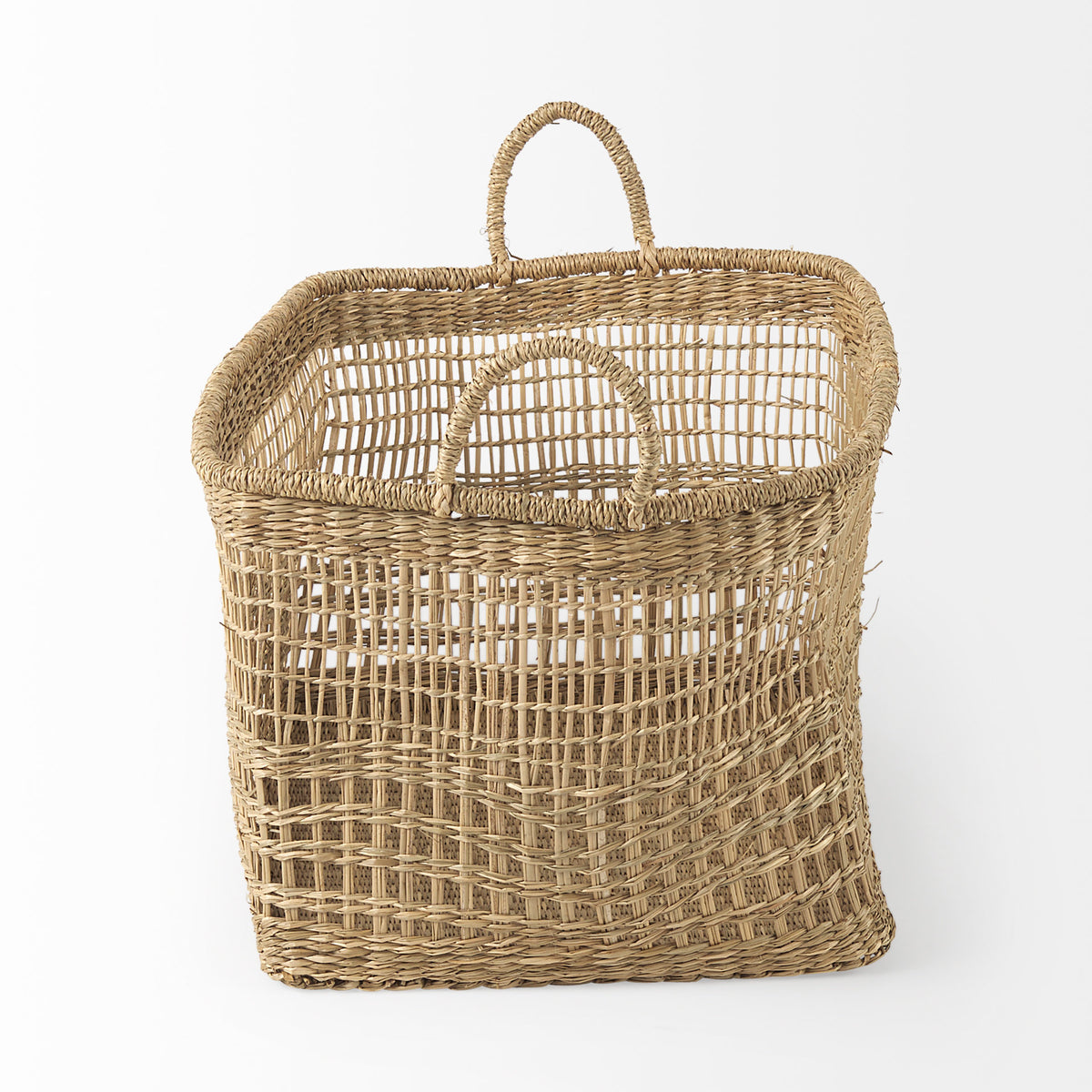 Bellisa Medium Brown Seagrass Rectangular Basket with Handles (Set of 2) - Ornate Home