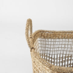 Bellisa Medium Brown Seagrass Rectangular Basket with Handles (Set of 2) - Ornate Home