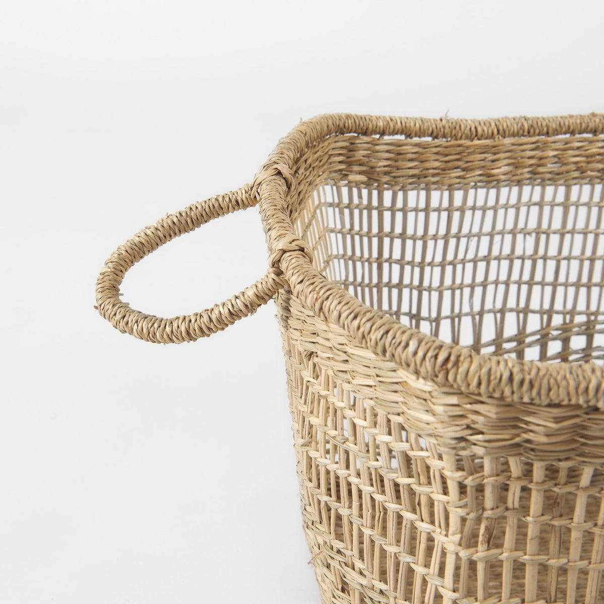Bellisa Medium Brown Seagrass Rectangular Basket with Handles (Set of 2) - Ornate Home