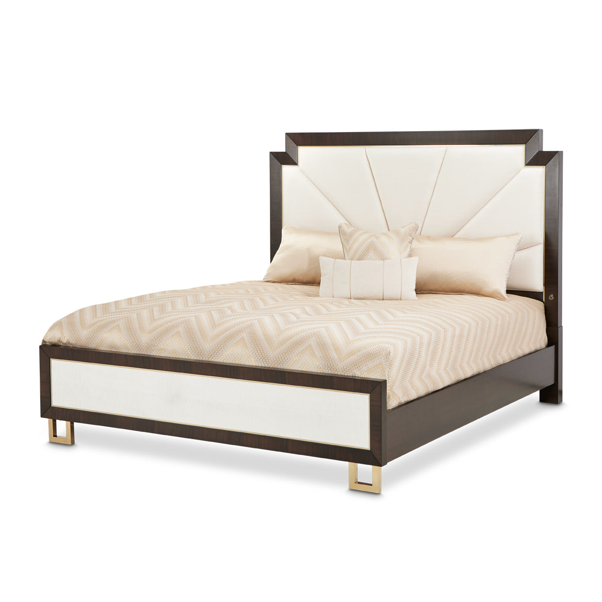 Belmont Place Espresso/Cream Upholstered Bed - Ornate Home