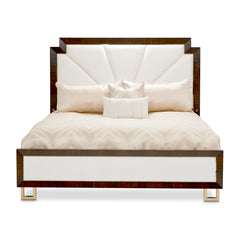 Belmont Place Espresso/Cream Upholstered Bed - Ornate Home