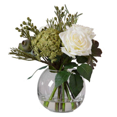 Belmonte Green/White Floral Bouquet & Vase - Ornate Home