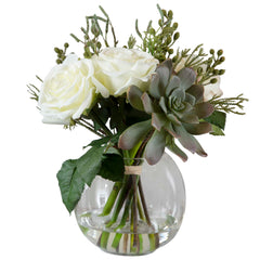 Belmonte Green/White Floral Bouquet & Vase - Ornate Home