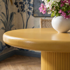 Belmonte Mustard 45 Inch Painted Wood Round Pedestal Dining Table - Ornate Home